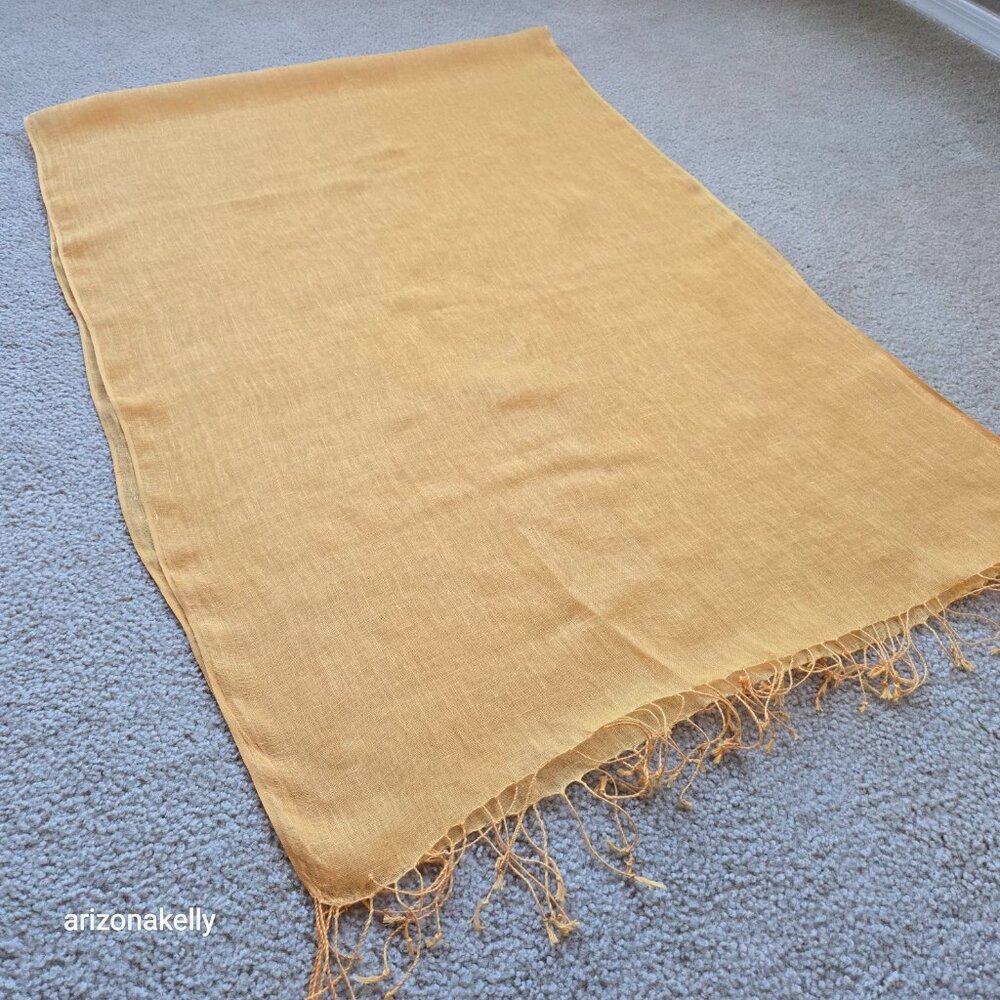 NWOT Linen Scarf Yellow Marigold Egg Yolk - Picture 6 of 9